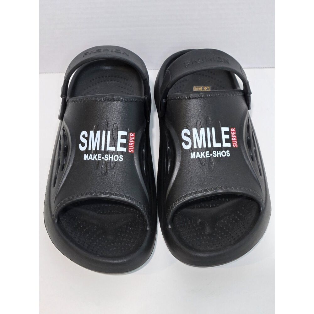 Smile Surper Graphic Foam Clog Sandals Slides | Men's Size 9-10 | Matte Black